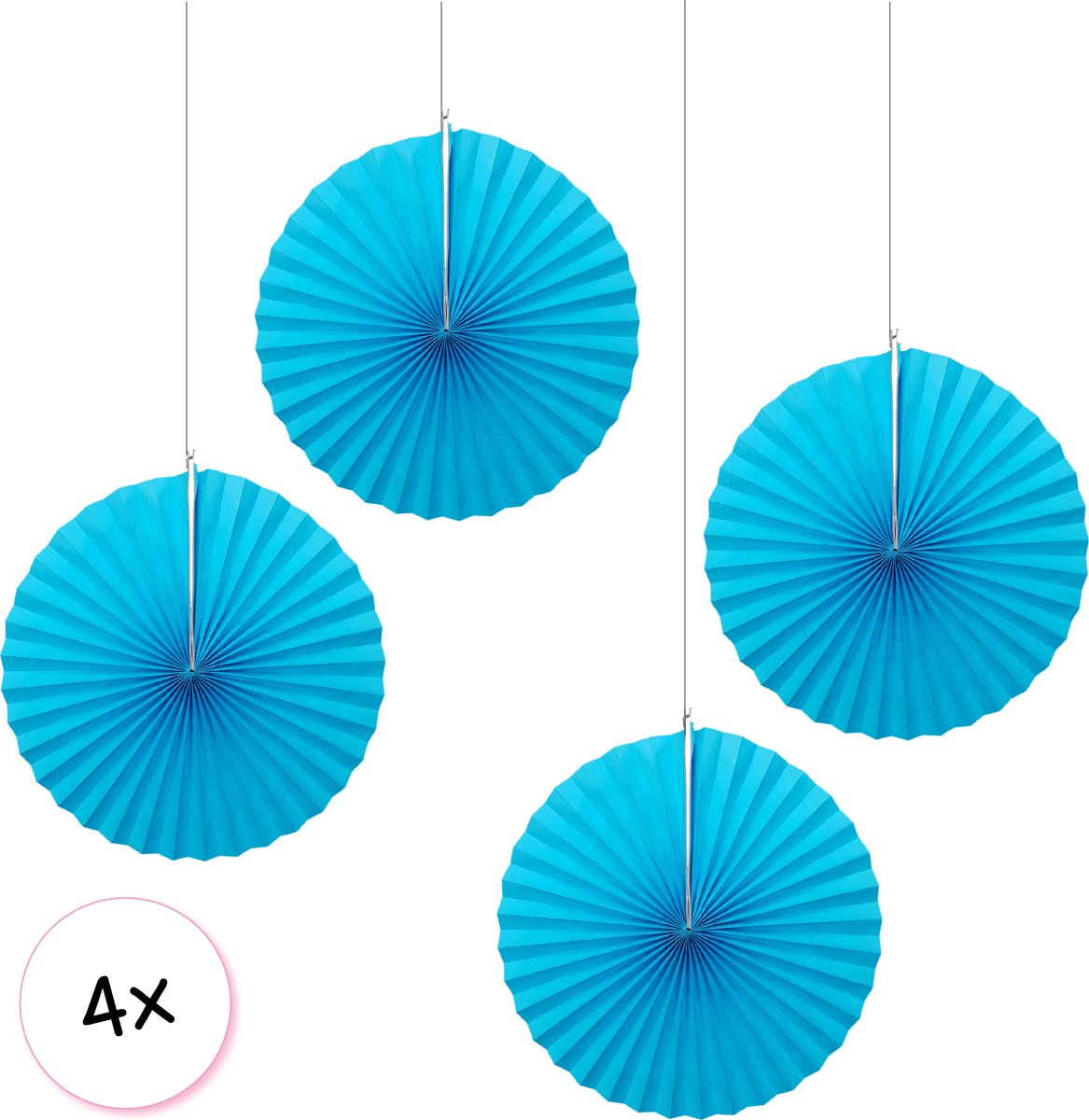 Waaiers Licht blauw 4 stuks 30 cm